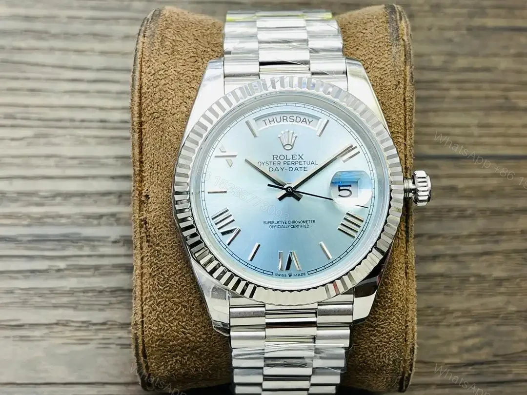Rolex Day-Date 40 Platinum – Fluted Ice Blue Dial Baguette Jubliee 228236-0006 — view 1