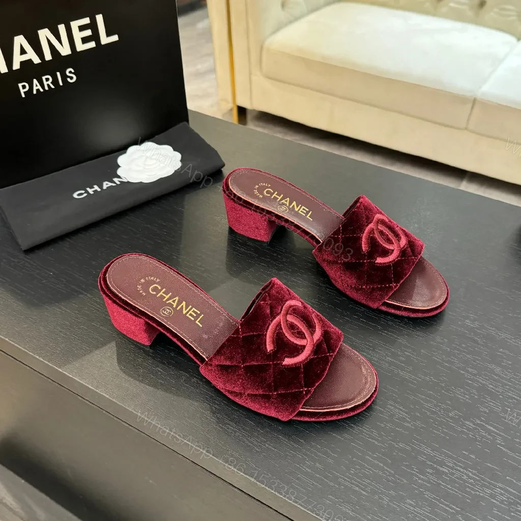 Velvet Burgundy Mules: Luxe Quilted Open-Toe Comfort — view 1