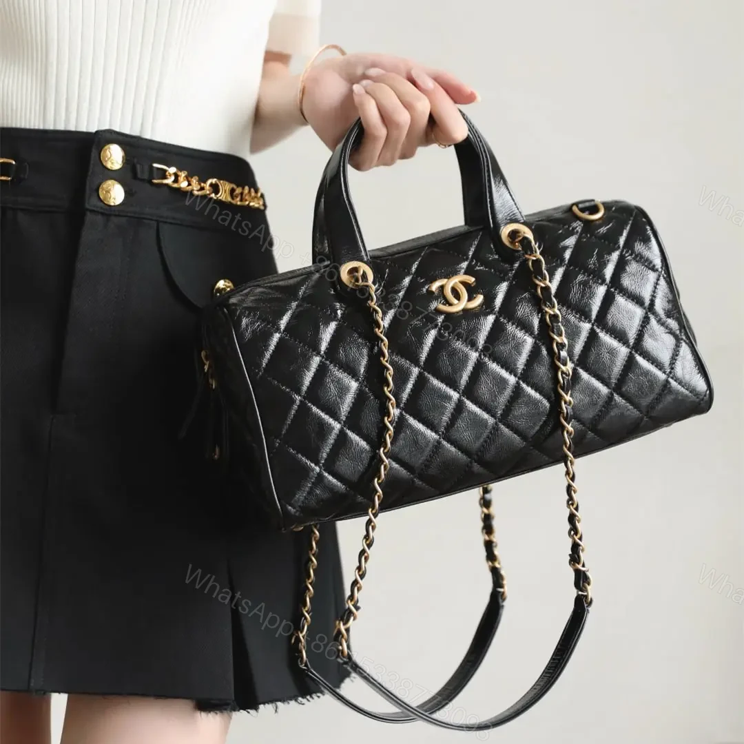 View 23 of 高仿Chanel*25A系列AS5579保齡球手提包黑色大號免檢版