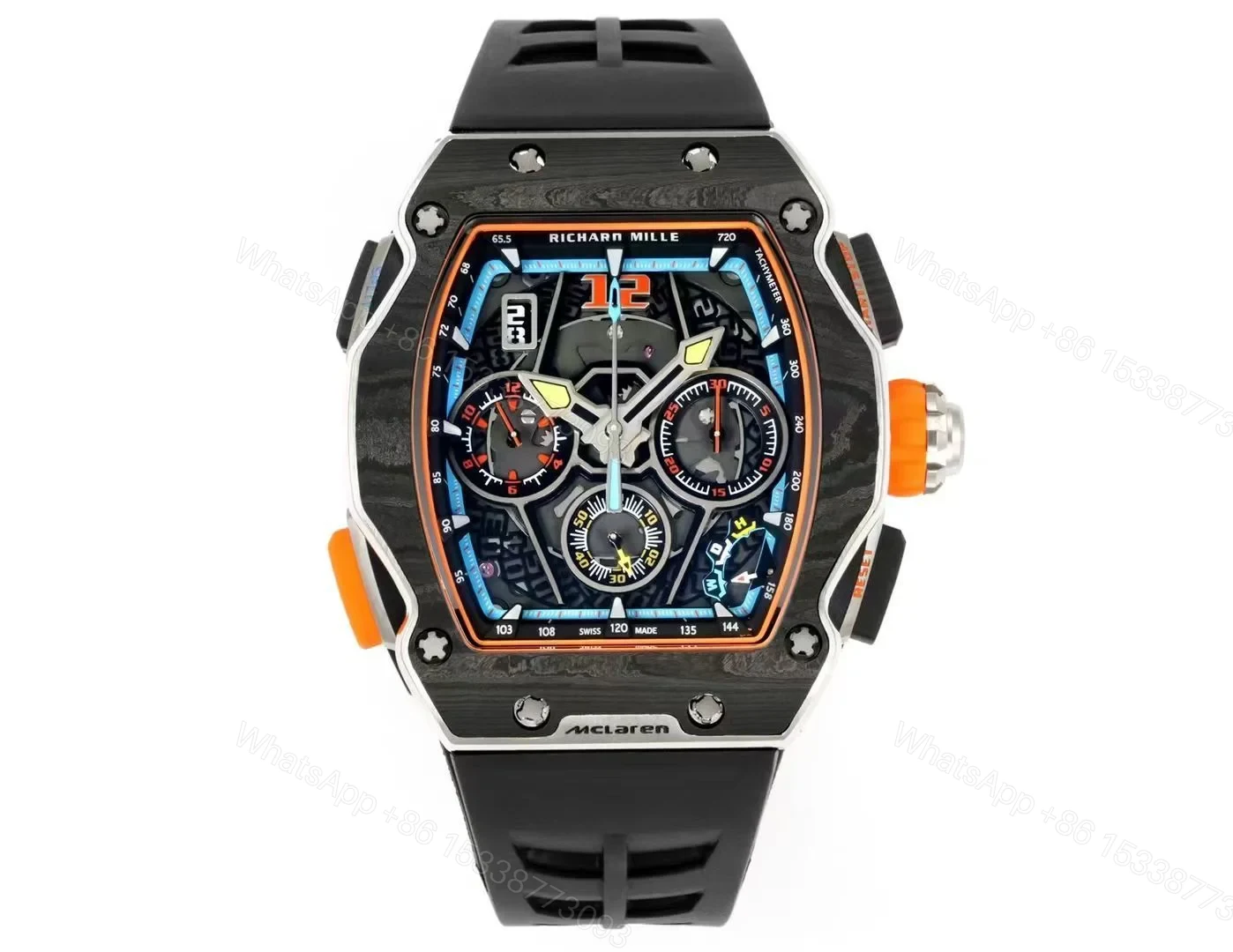 Richard Mille RM65-01 McLaren W1 Automatic Chronograph Watch Carbon TPT Titanium Skeleton Dial RMAC4 Movement Supercar Edition RM65-01-MCL-W1-CHR — view 1