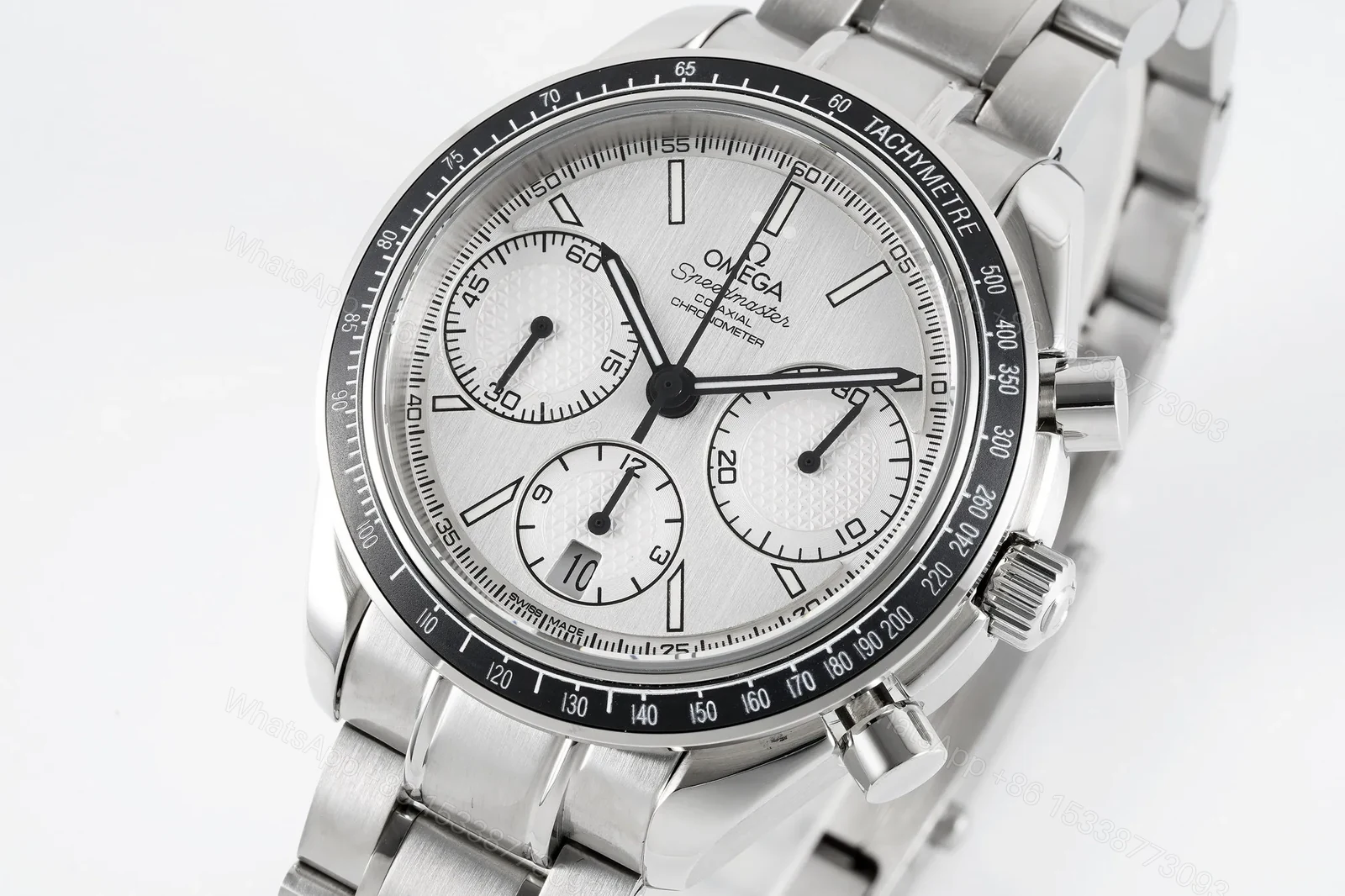 View 2 of Omega Speedmaster Chronograph Stainless Steel Watch White Dial 40mm Case 7750 Movement