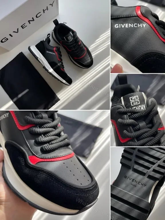 View 9 of Dynamic Runner: Black/Red Leather-Blend High-Top Sneaker