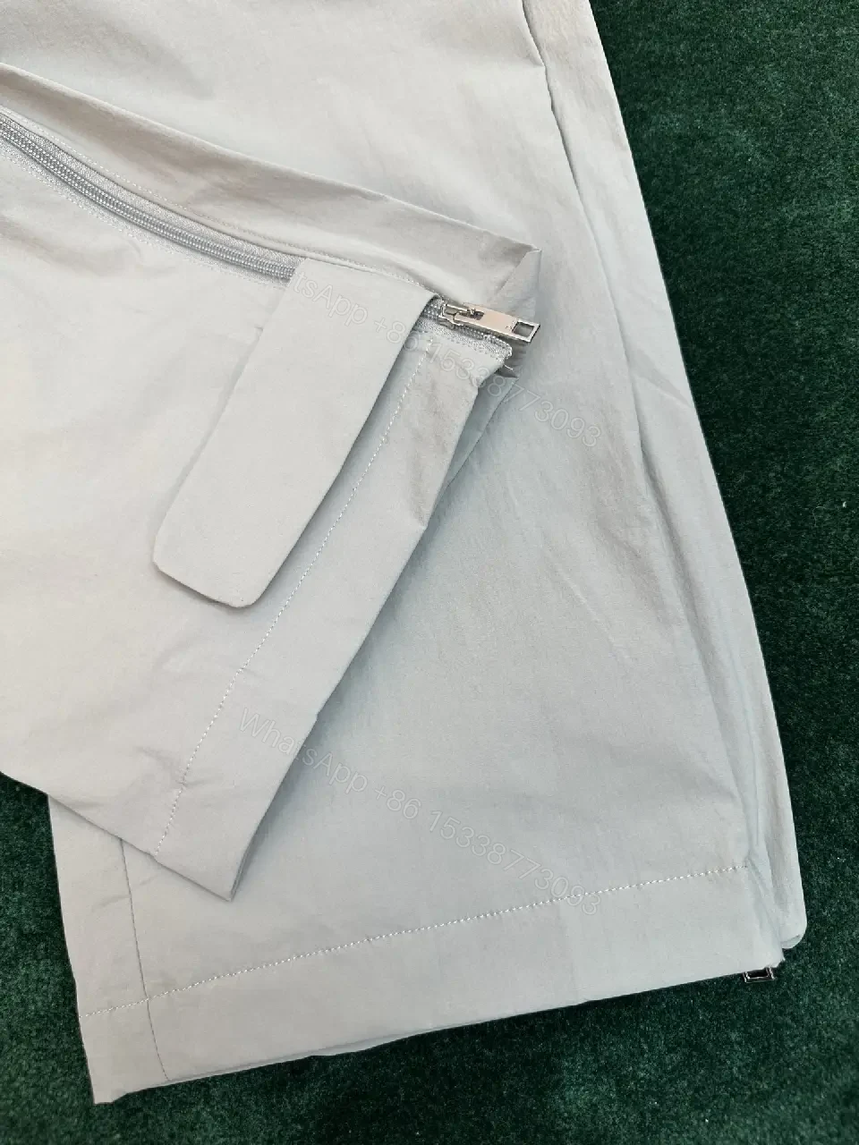 View 7 of Light Gray Wide-Leg Pants Elastic Waist Drawstring Smooth Knit