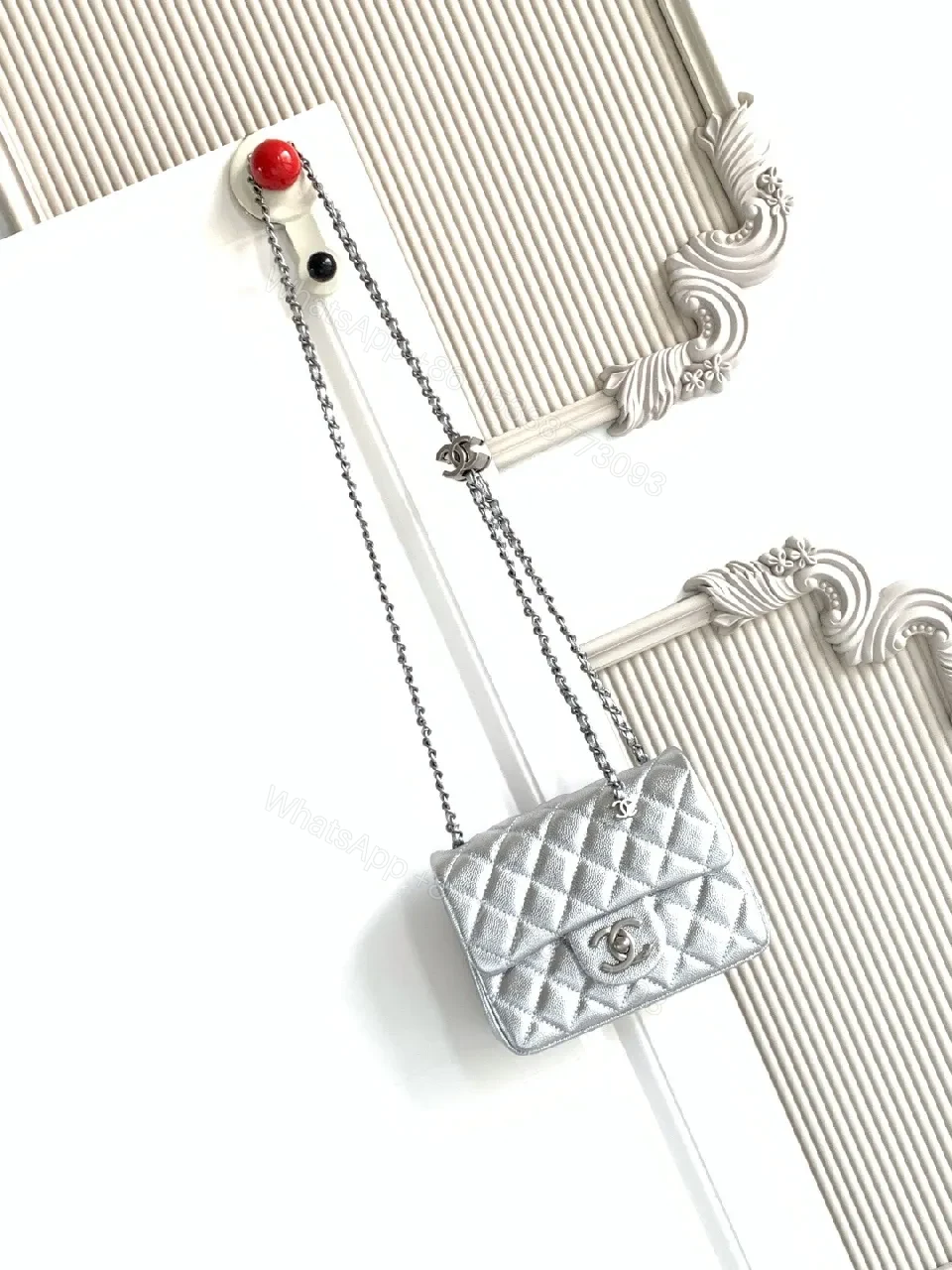 View 4 of Silver Quilted Crossbody: Timeless Italian Craft Bag