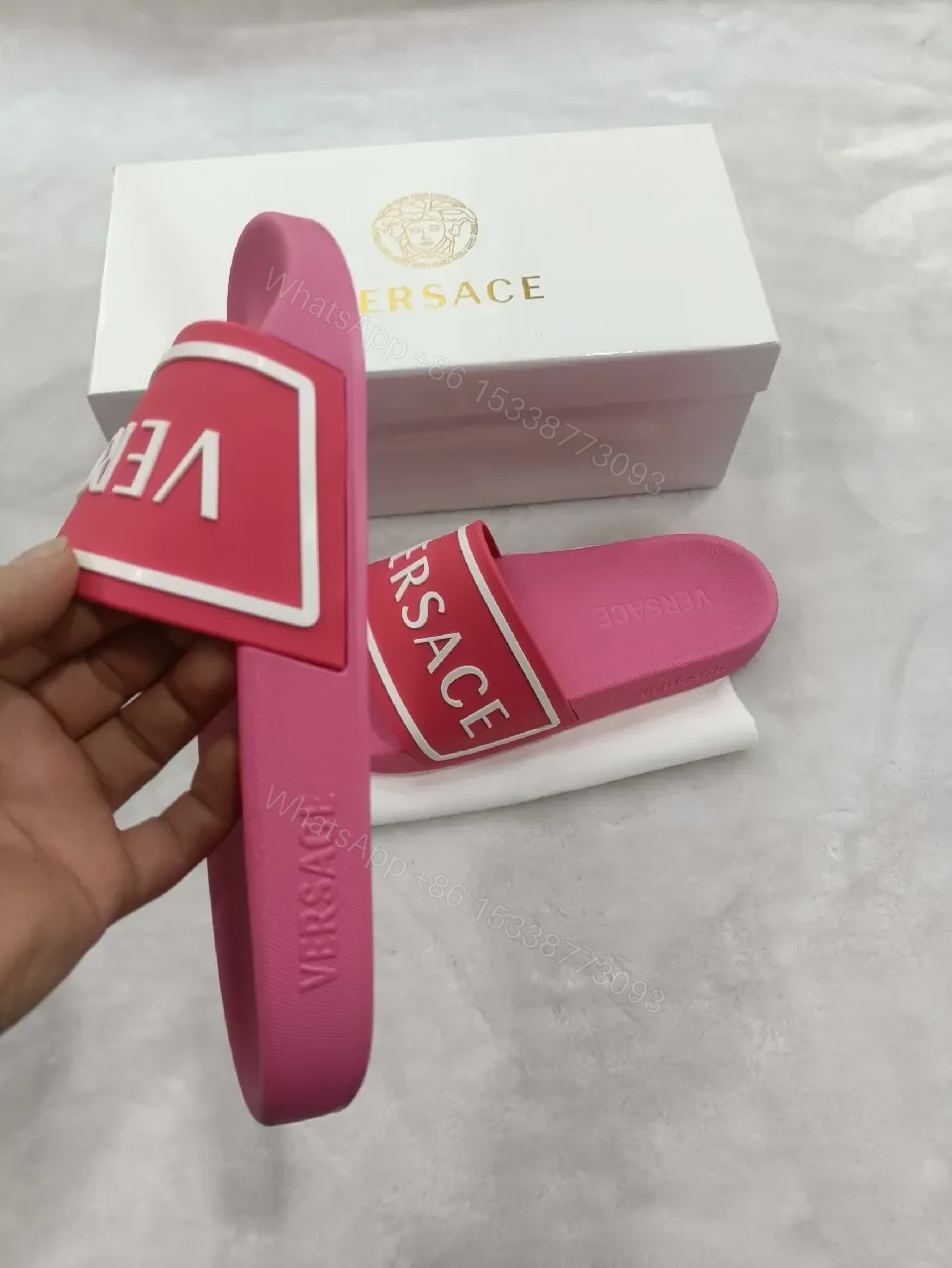 View 8 of Pink Synthetic Slide, Cushioned Strap, Flat Footer