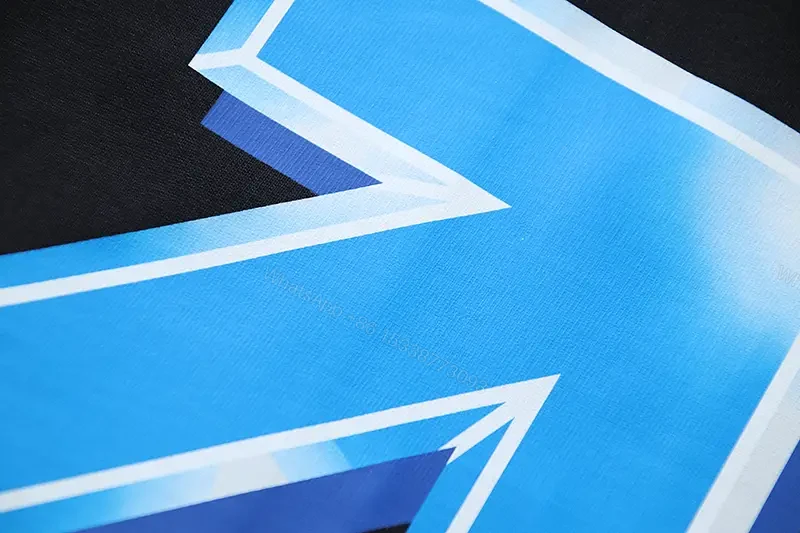 View 5 of Blue Glow Arrows Graphic Tee, Off-White Short Sleeve T-Shirt with X Logo