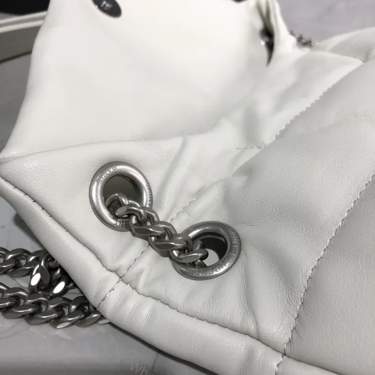 View 6 of Refined White Quilted Leather Shoulder Bag â€” YSL Hardware