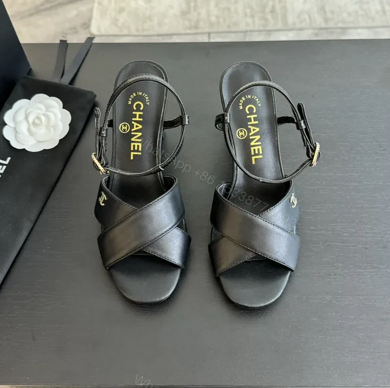Chanel-Inspired Black Leather Sandals: Modern Glam, Everyday Versatility — view 1