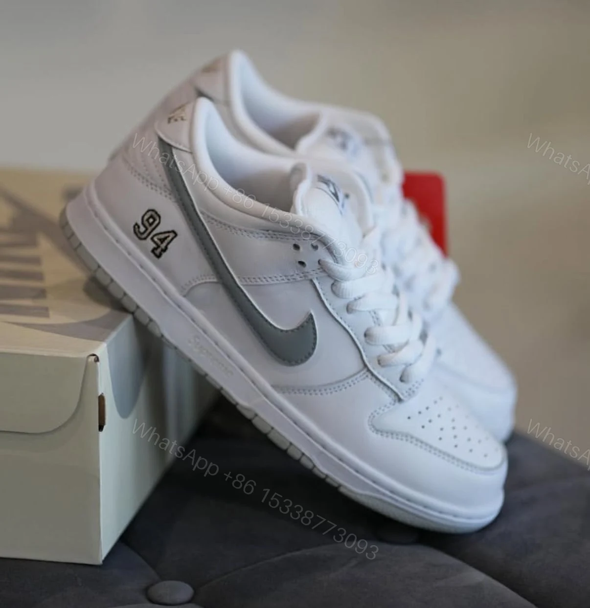 View 4 of FIRST COPY NIKE SB DUNK 94 WHITE GREY FOR MEN
