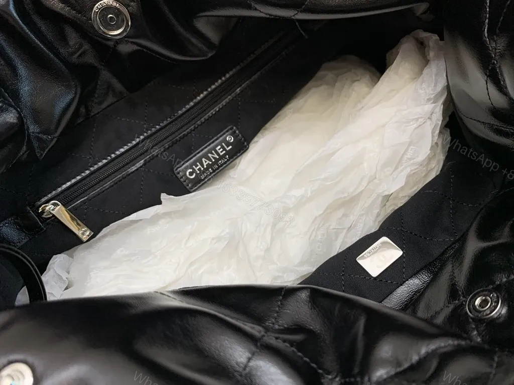 View 7 of Chanel-Inspired Quilted Black Leather Tote: Luxury That Moves