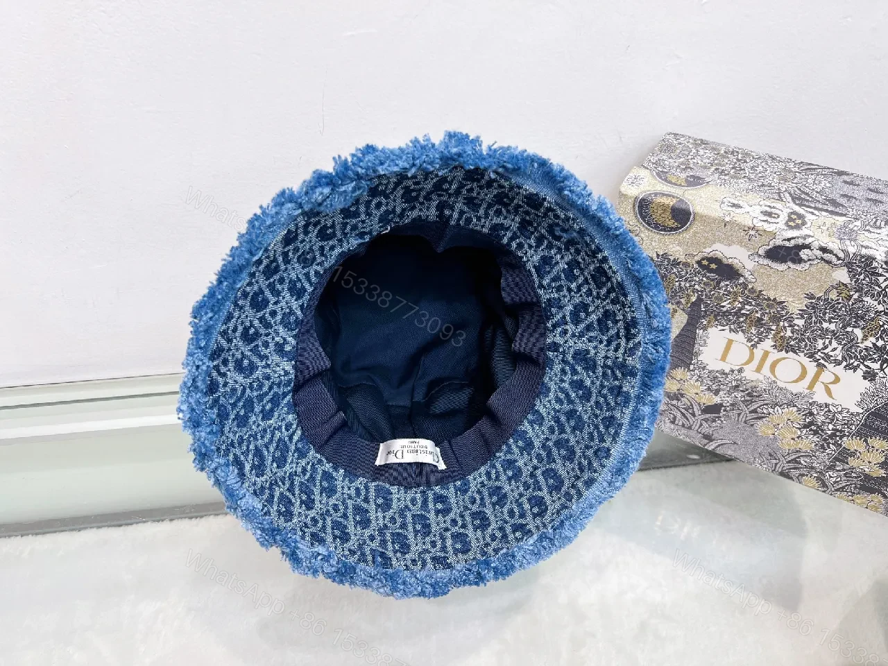 View 9 of Blue Denim Bucket Hat: Patterned Denim, Luxe Streetwear Style