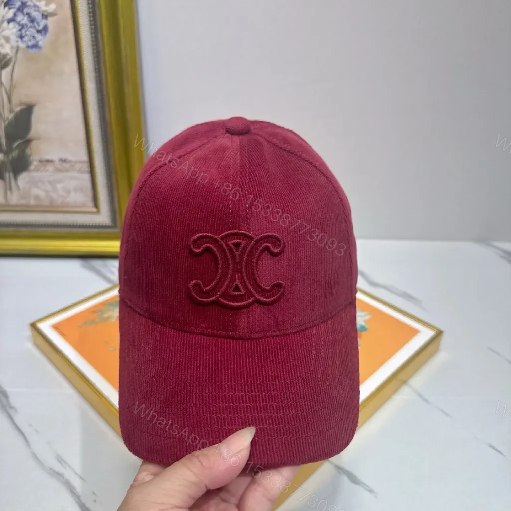 View 6 of Corduroy Cap Burgundy Embroidered Texture Luxury Cap