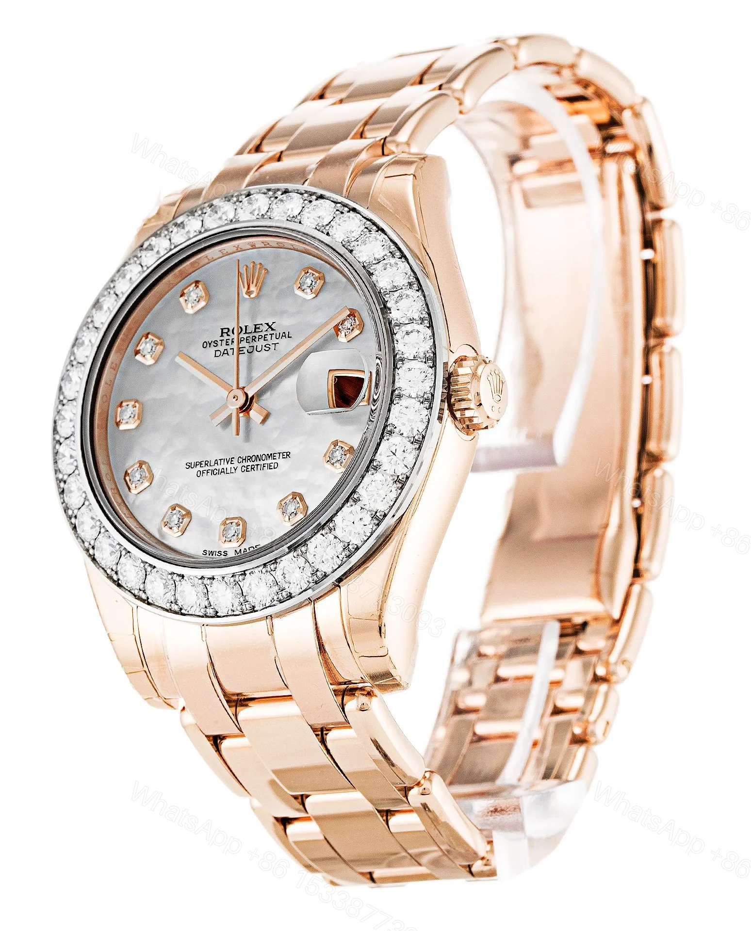 View 2 of Replica Rolex Pearlmaster Mother of Pearl Dial 81285