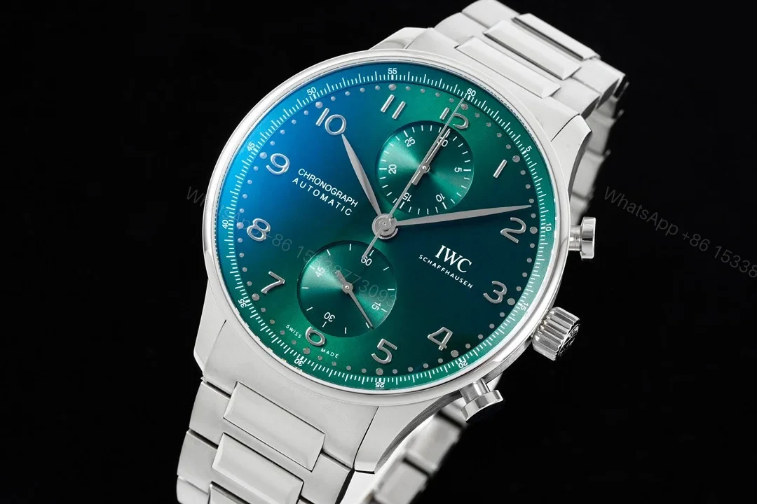 View 2 of IWC Portugieser Green Replica 41MM Premium Chronograph Steel Bracelet Edition IW3716-18
