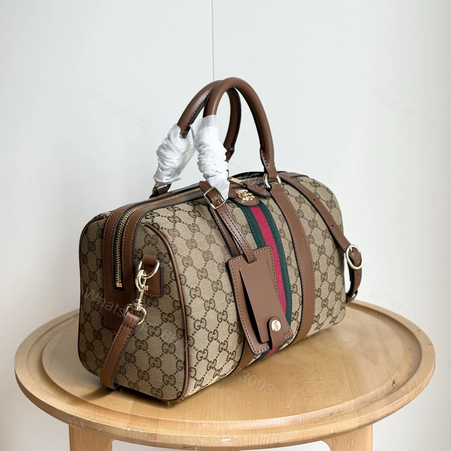 View 3 of Gucci Ophidia Medium Boston Bag Beige And Brown GG Canvas 30Cm