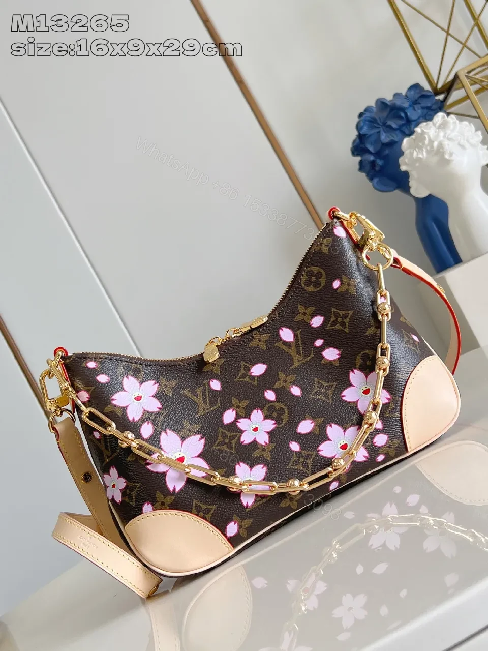 Chic Floral Pouch Bag: Monogrammed & Floral Accent Carry — view 1