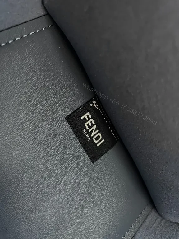 View 6 of Blue Fendi Structured Tote: Bold Logo, Tortoise Handles, Gold Hardware