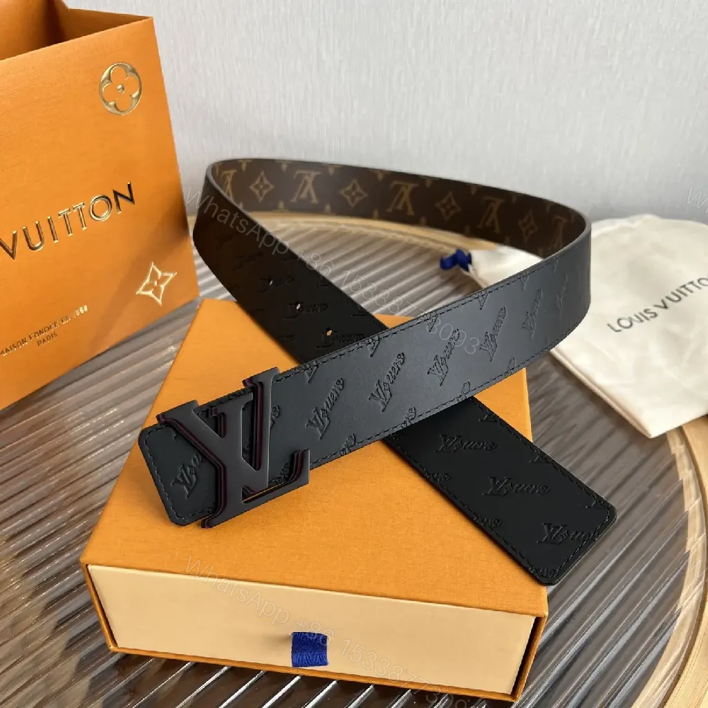 View 3 of Brown Monogram Canvas Belt with LV Logo Buckle