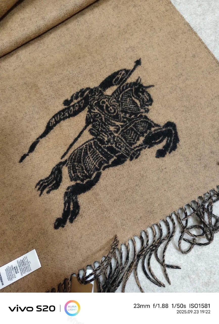 View 2 of Lux Cashmere-Blend Scarf: Dual-Tone Intarsia, Fringe, Luxe Style