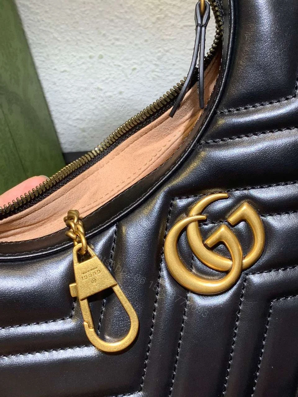 View 7 of Gucci GG Marmont Half Moon Luxury Handbag Black 24cm
