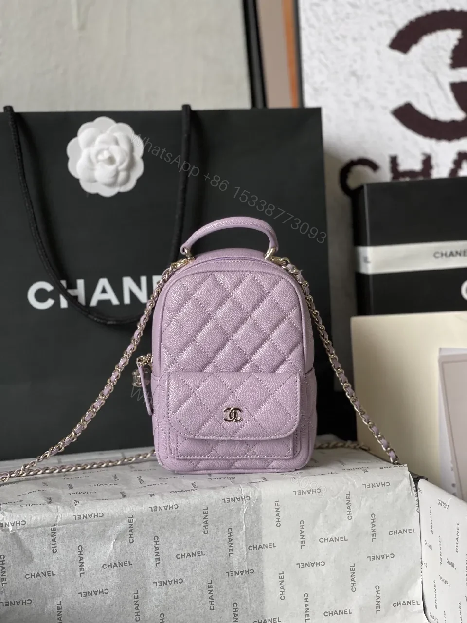Lavender Quilted Mini Crossbody — Luxe Everyday Bag — view 1