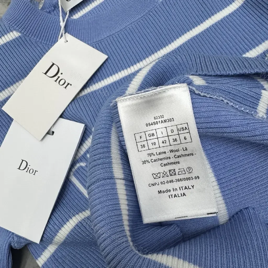 View 6 of Blue Stripes Knit Tee - Elevated Casual Luxury Knit Top