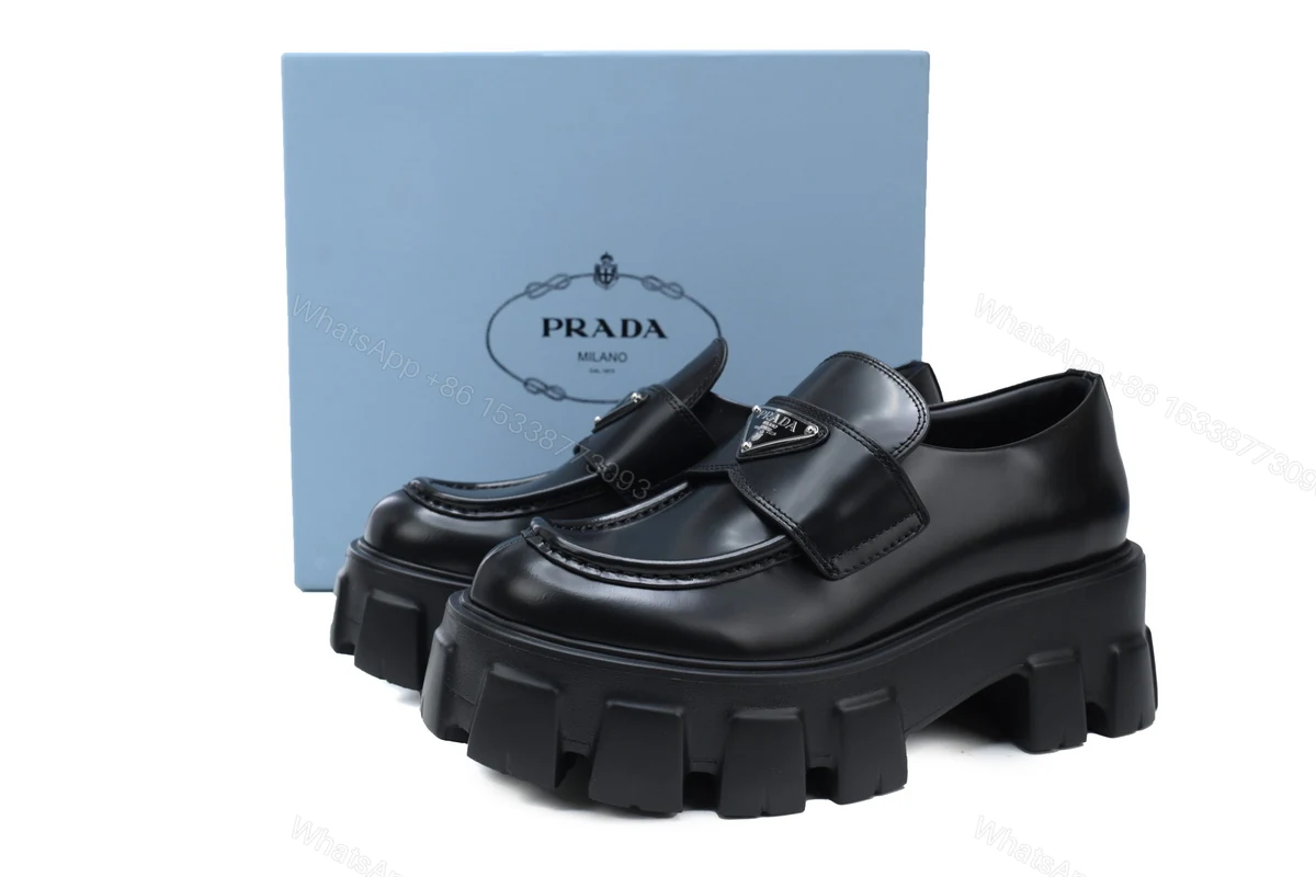 Prada Monolith Loafers Black — view 2
