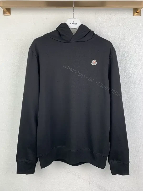 Black Premium Minimalist Hoodie with Discrete Moncler Badge - Luxury Everyday Wear — view 1