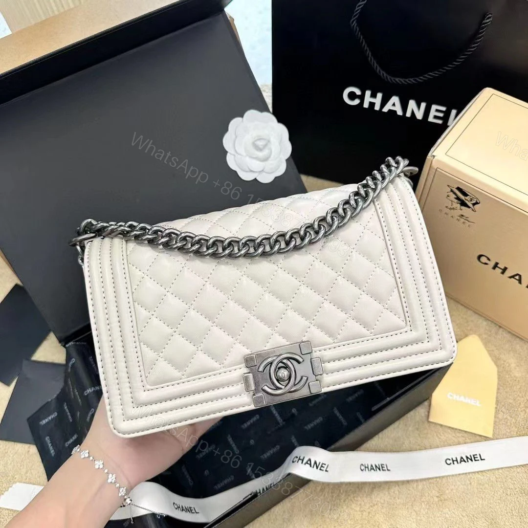 View 3 of Chanel Boy White Caviar GHW
