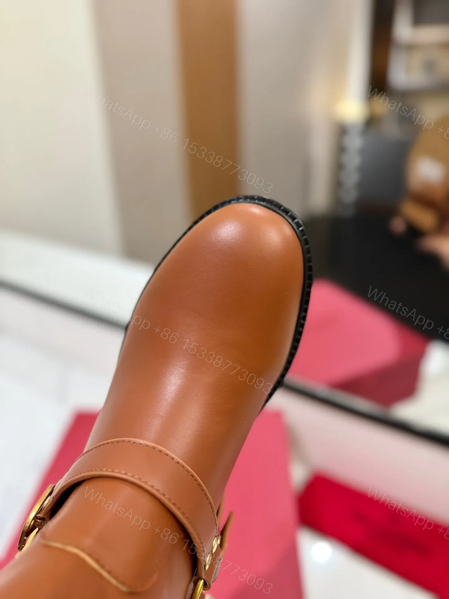 View 2 of Valentino Women Brown Leather Mid-Calf Boots