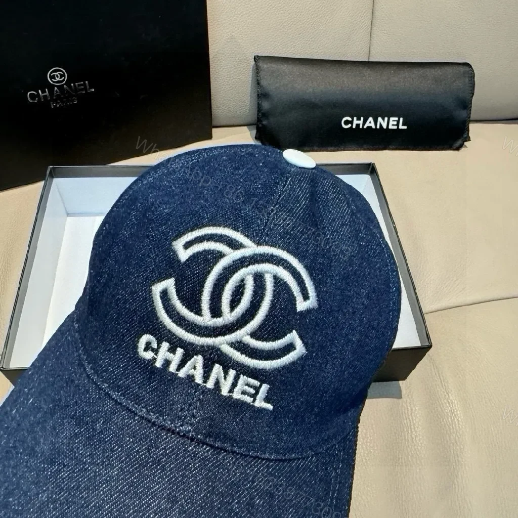 View 3 of Indigo Denim Cap with Subtle Logo, Luxury Street Style