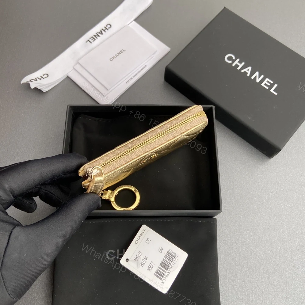 View 6 of 高仿Chanel*AP0224零錢包金色小羊皮金扣免檢版