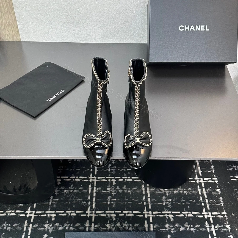 View 4 of CHANEL RIBBON CHAIN BOOTS BLACK G45899 B17974 94305