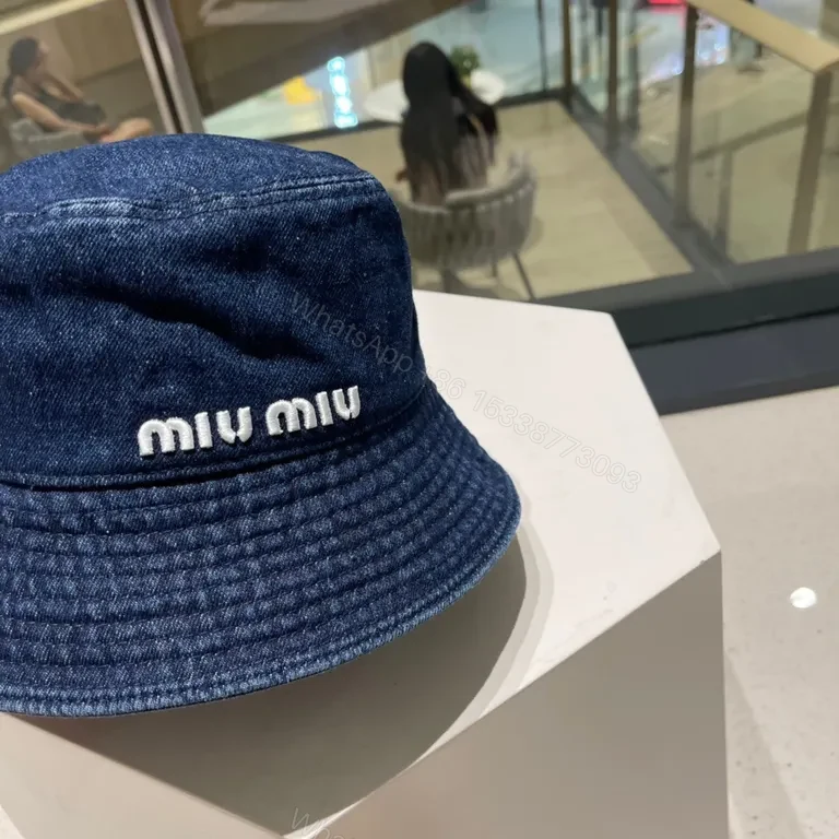 View 5 of Denim Bucket Hat: premium Miu Miu logo, casual luxe