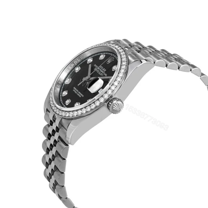 View 3 of Rolex Datejust 116234 Super Clone : White Rolesor Fluted Bezel Black Dial 36mm