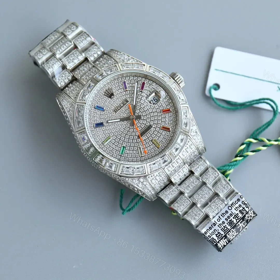 View 5 of Premium Rolex Datejust Full Diamond Silver replica 41MM President Bracelet Edition rolex-datejust-full-diamond-silver-replica-41mm