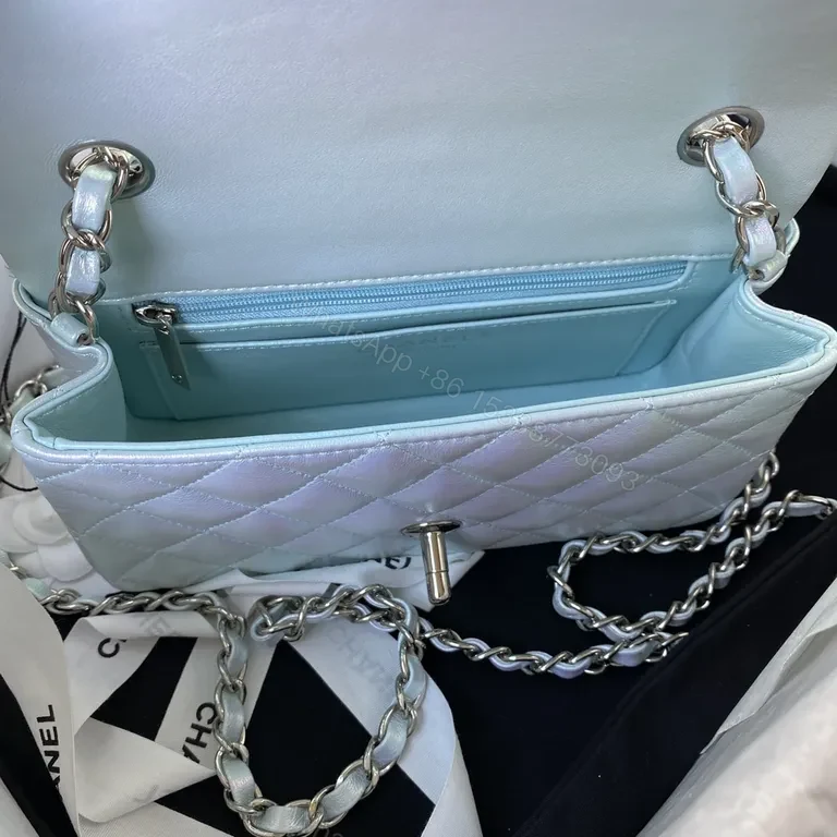 View 9 of Iridescent Quilted Chain Shoulder Bag - Modern Luxury, Everyday Versatility