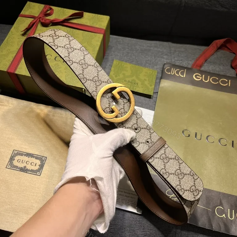View 4 of Iconic GG Belt: Gold Buckle, Canvas, Luxury Style, Signature Detail, Belt