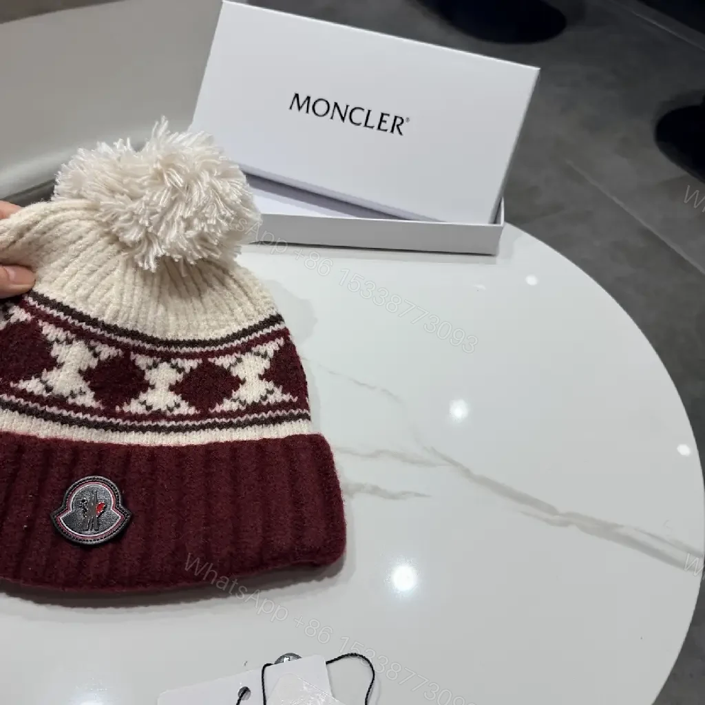 View 9 of Warm Wool Blend Beanie with Nordic Band and Pom Pom
