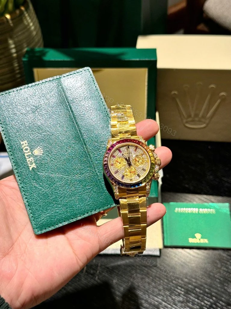 View 6 of Rolex Daytona 40mm Super Clone Moissanite & Synthetic Gemstone 18K Gold Wrapped Super Clone