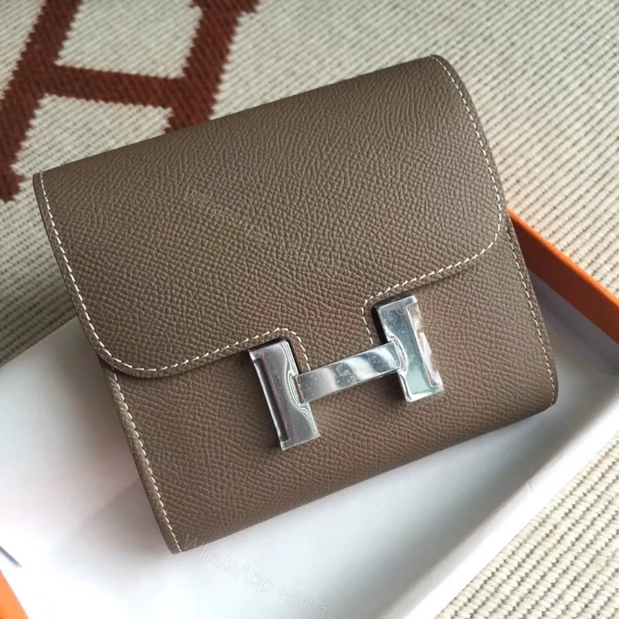 View 2 of Hermes Constance Slim Wallet Etoupe 12Cm H082060CK18