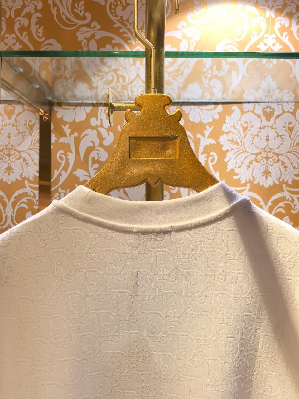 View 6 of White Cotton Graphic Tee - Bold Script Logo, Luxury Streetwear