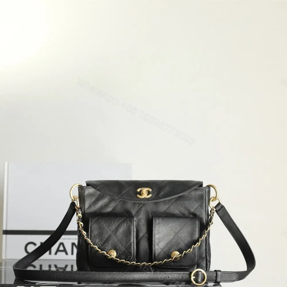 View 5 of 高仿Chanel*25P系列AS5385黑金郵差包小號免檢版