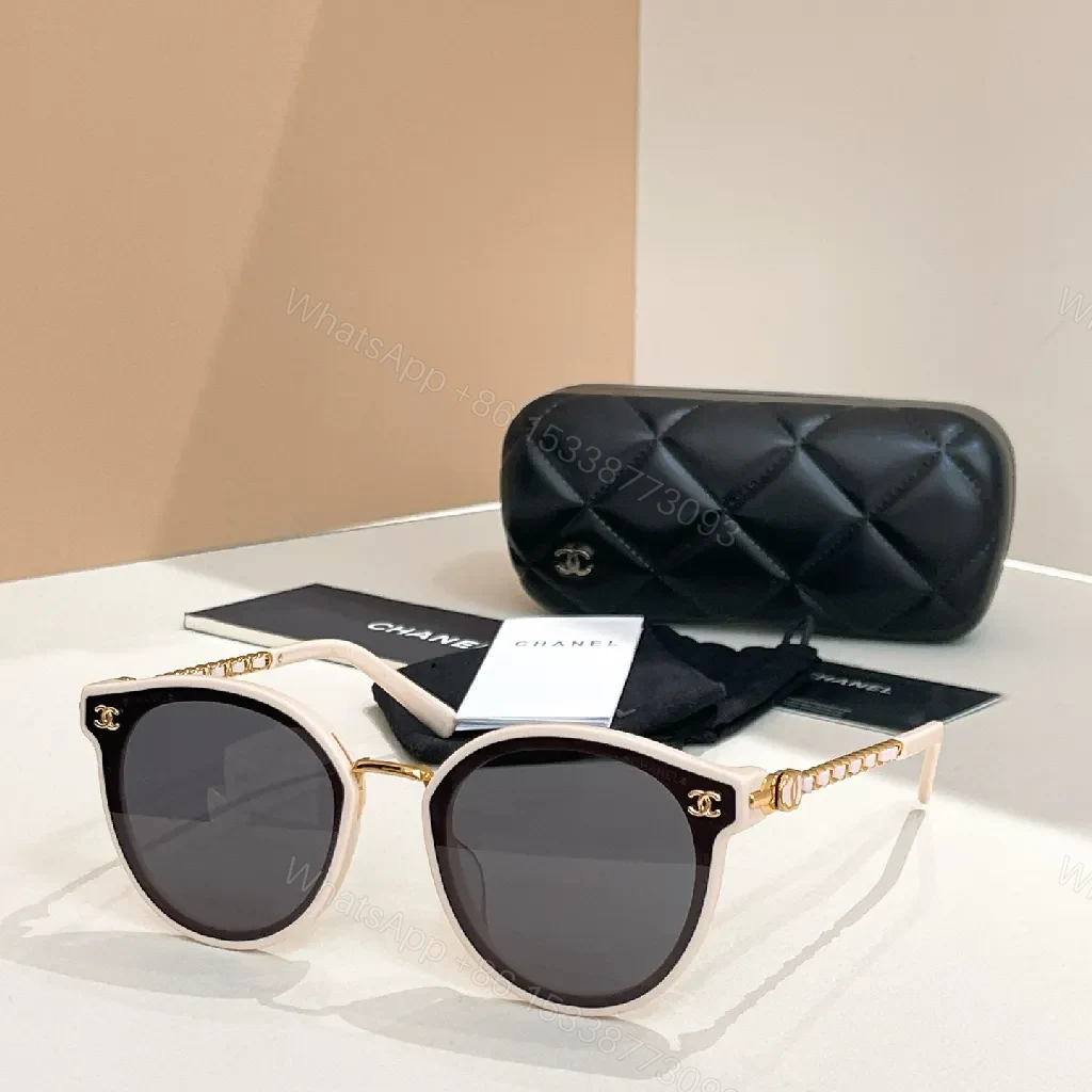 View 7 of Classic Black Round Sunglasses with Chain Detail, Luxe Acetate, Everyday Wear
