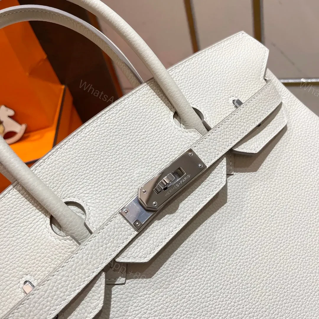 View 6 of HN 30CM WHITE TOGO LEATHER SILVER HARDWARE
