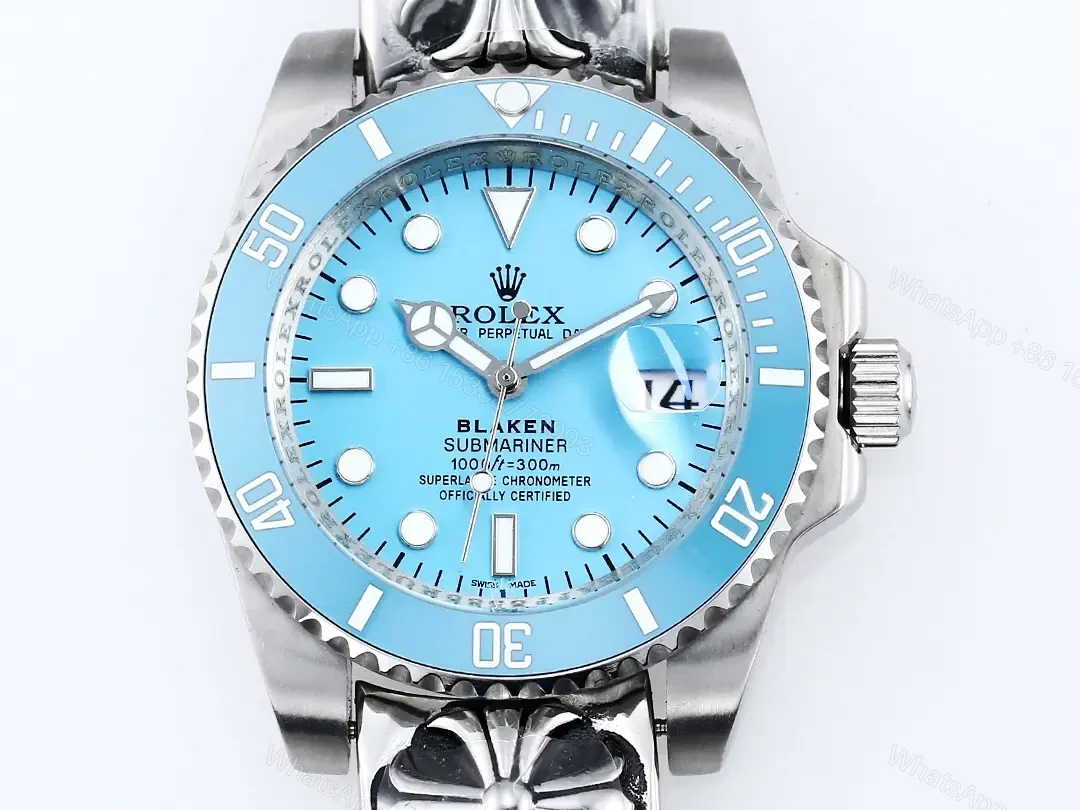 View 2 of Exceptional tiffany blaken submariner replica 40MM Silver Bracelet Edition RG-BLAKEN-TIFFANY-SUB-SILVER