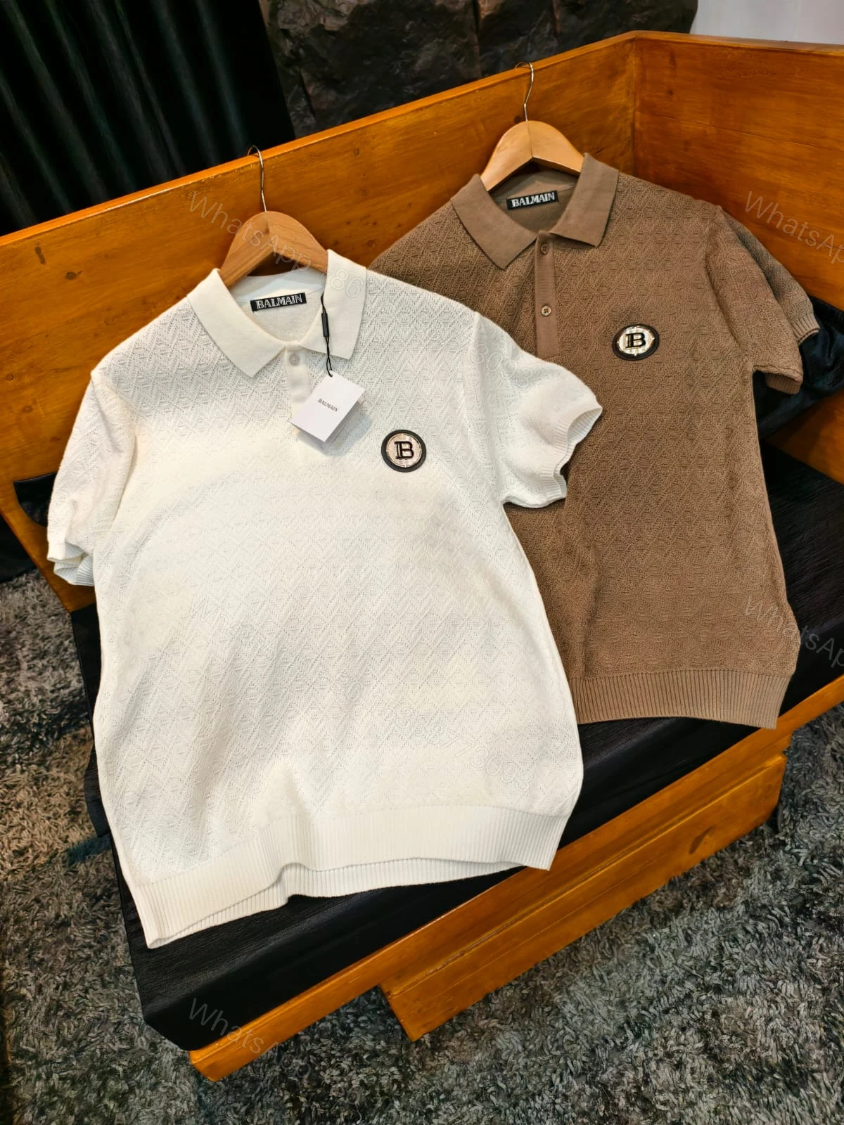 View 2 of FIRST COPY BALMAIN IMPORTED SUMMER BREATHABLE FABRICS COLLAR POLO T-SHIRT
