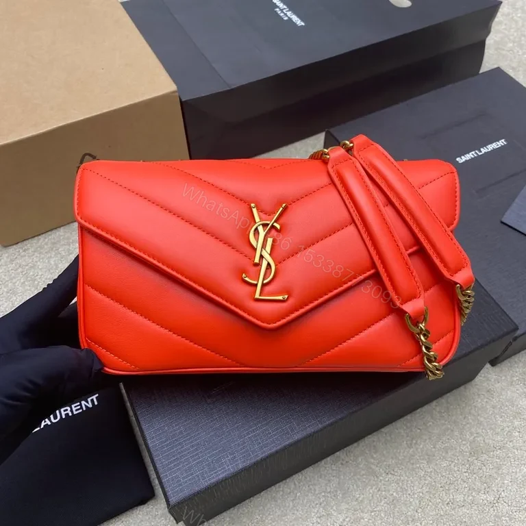 Coral YSL Quilted Flap Bag: Luxe Everyday Statement — view 1