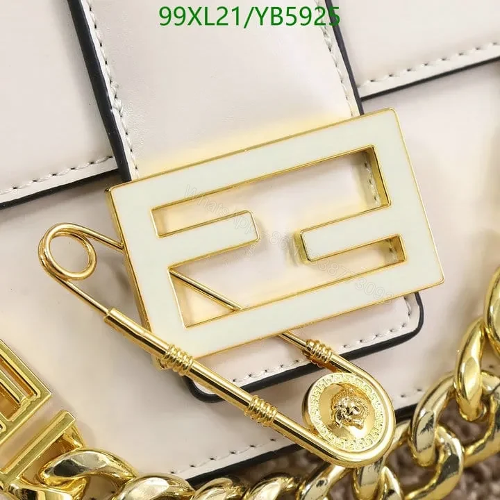 View 5 of Fendi Baguette Brooch White Leather Bag YB5925
