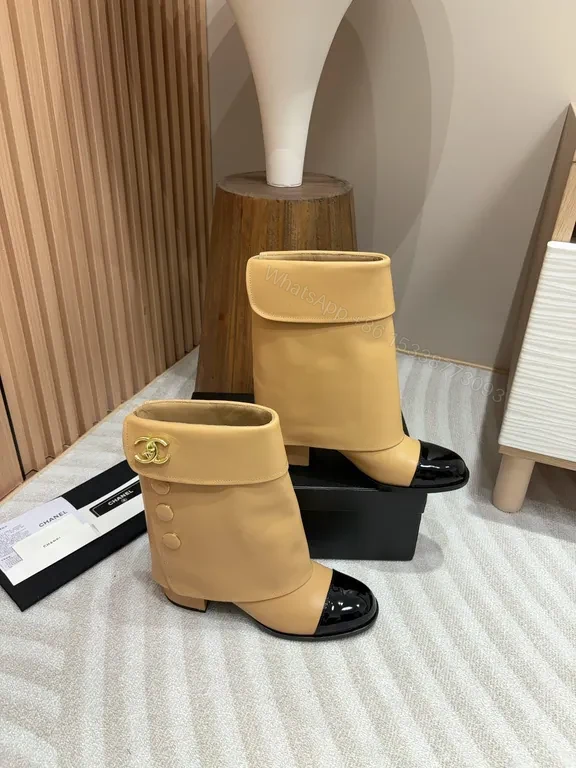 View 8 of Two-Tone Camel & Black Ankle Boots â€“ Modern Luxe Comfort
